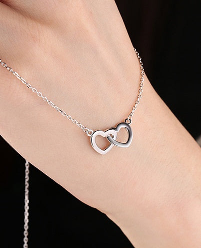 Simple and stylish heart-shaped s925 sterling silver necklace female sweet necklace