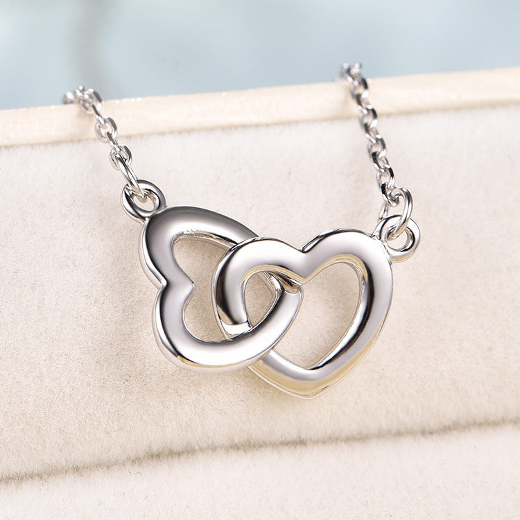 Simple and stylish heart-shaped s925 sterling silver necklace female sweet necklace