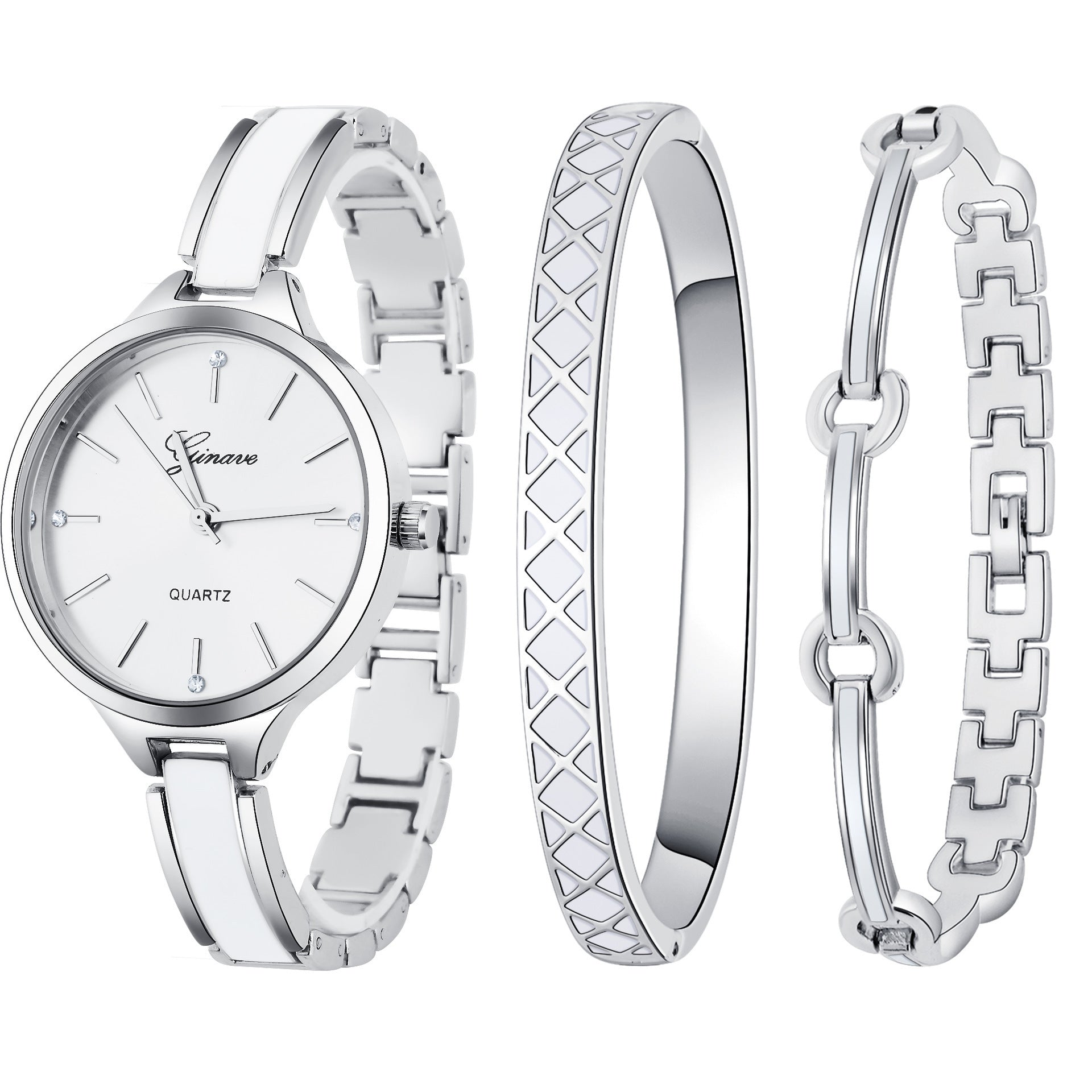 Fashion Women'S Three-Piece Set With Diamond-Studded British Watch Bracelet