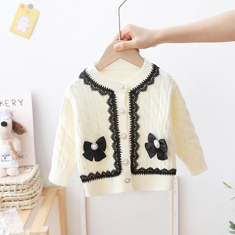 Delicate Bow Crew Neck Pullover Cardigan Sweater