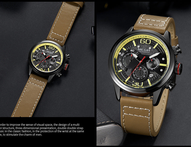 Multifunctional Sports Military Watch Chronograph Calendar Quartz Watch