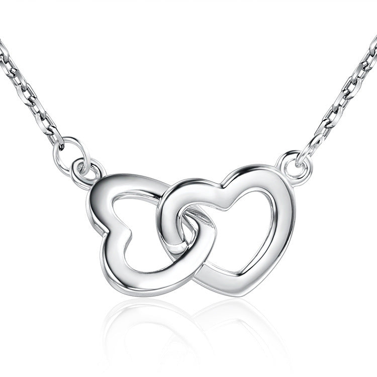 Simple and stylish heart-shaped s925 sterling silver necklace female sweet necklace