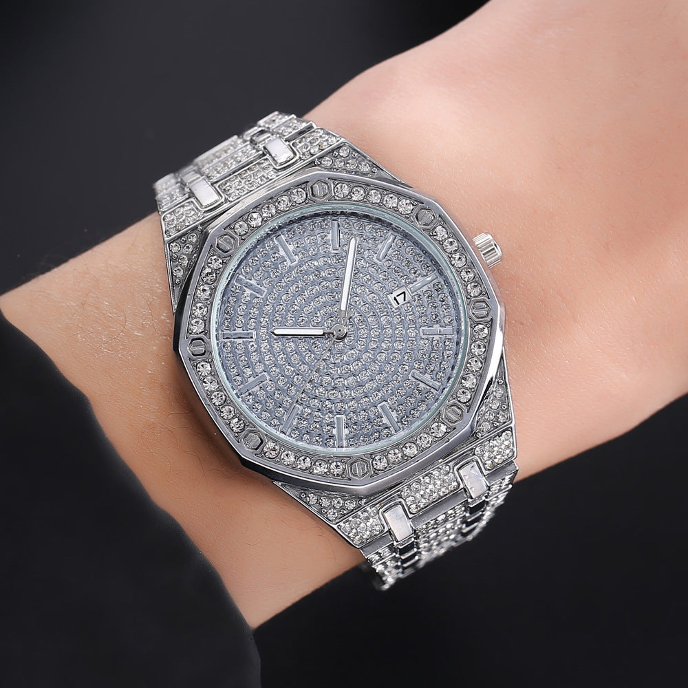 Calendar Steel Belt Love Leather Diamond Fashion Gypsophila Watch