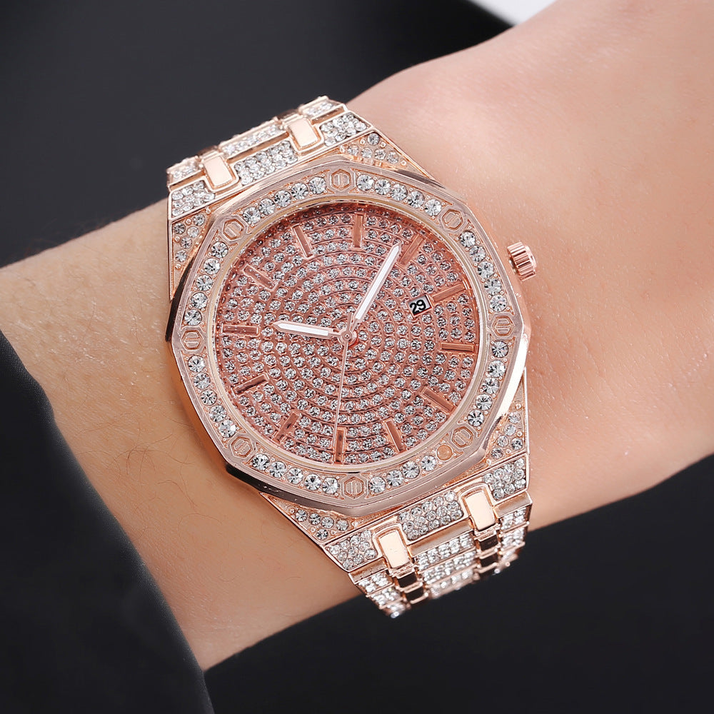 Calendar Steel Belt Love Leather Diamond Fashion Gypsophila Watch