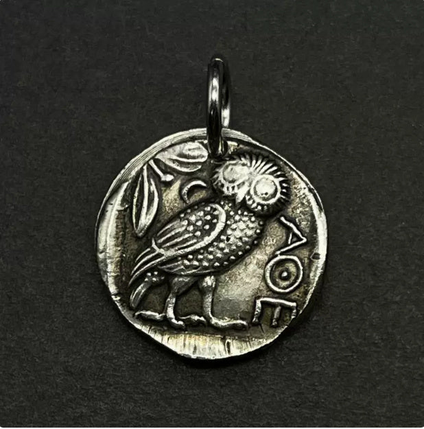 Greek Coin Relief Alien Antique Copper Old Silver Commemorative Medal