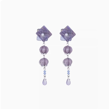 Flower Earrings Vintage Purple Non-piercing Ear Clip