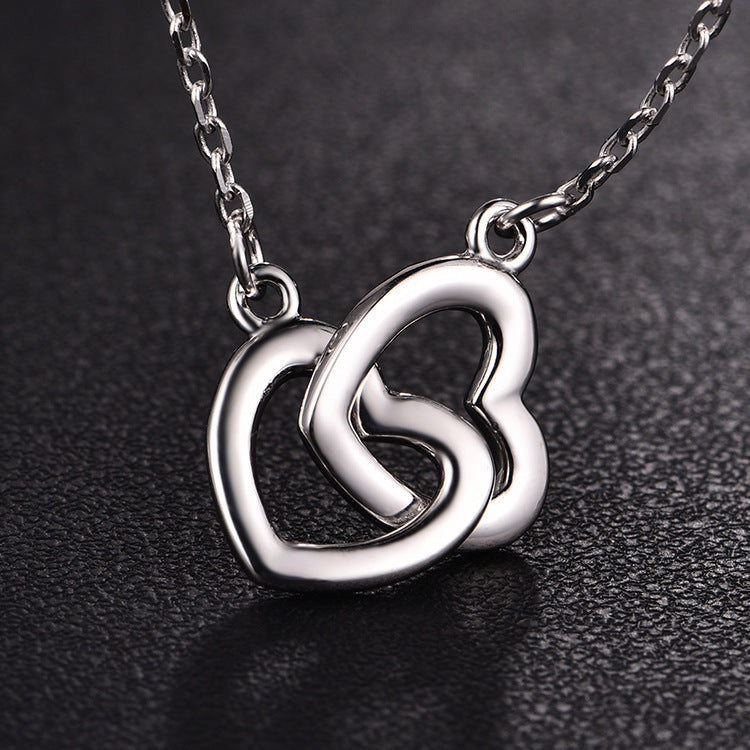 Simple and stylish heart-shaped s925 sterling silver necklace female sweet necklace