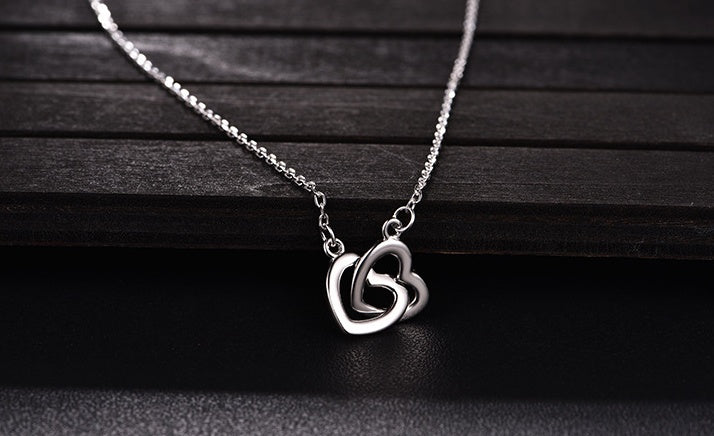 Simple and stylish heart-shaped s925 sterling silver necklace female sweet necklace