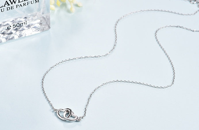 Simple and stylish heart-shaped s925 sterling silver necklace female sweet necklace