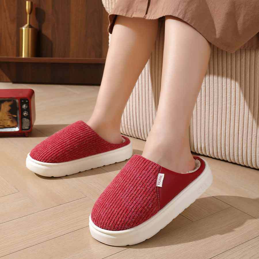 Winter Warm Plush Home Slippers Lightweight Thick Bottom Silent Non-slip Floor Bedroom Slippers Couple House Shoes Women Men