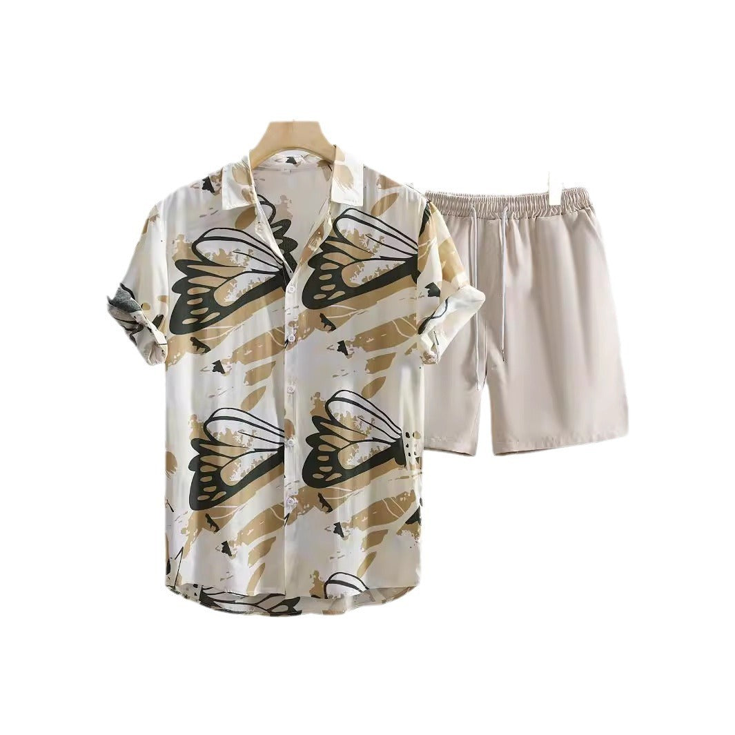 Men's Printed Casual Style Short Sleeve Shirt Outfit