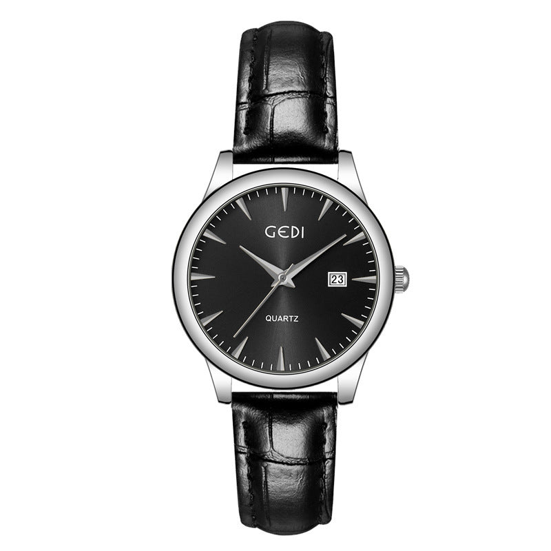 Couple's Simple Calendar Quartz Watch