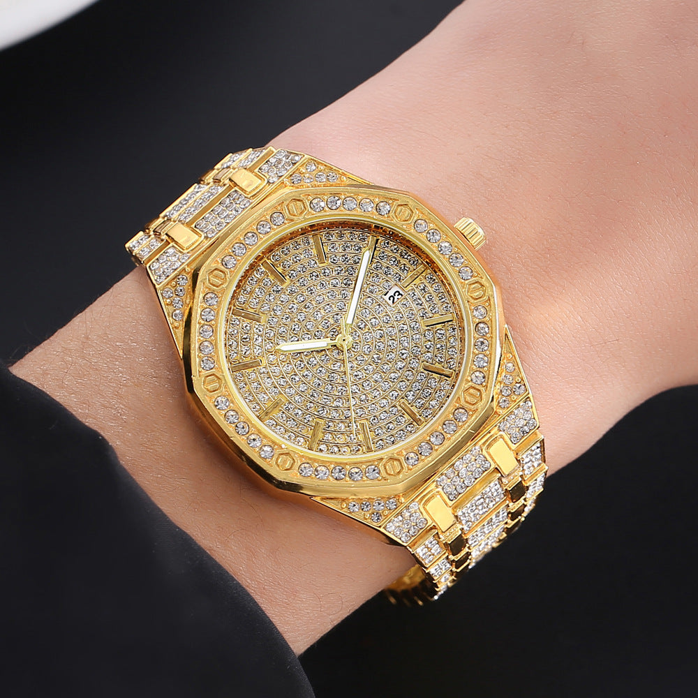 Calendar Steel Belt Love Leather Diamond Fashion Gypsophila Watch