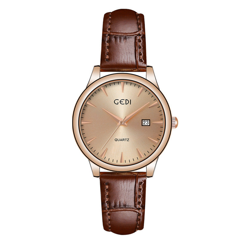 Couple's Simple Calendar Quartz Watch