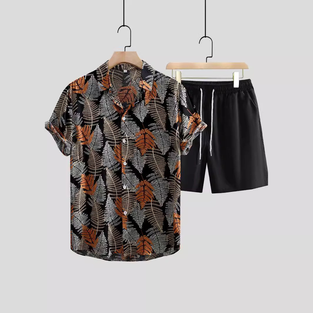 Men's Printed Casual Style Short Sleeve Shirt Outfit