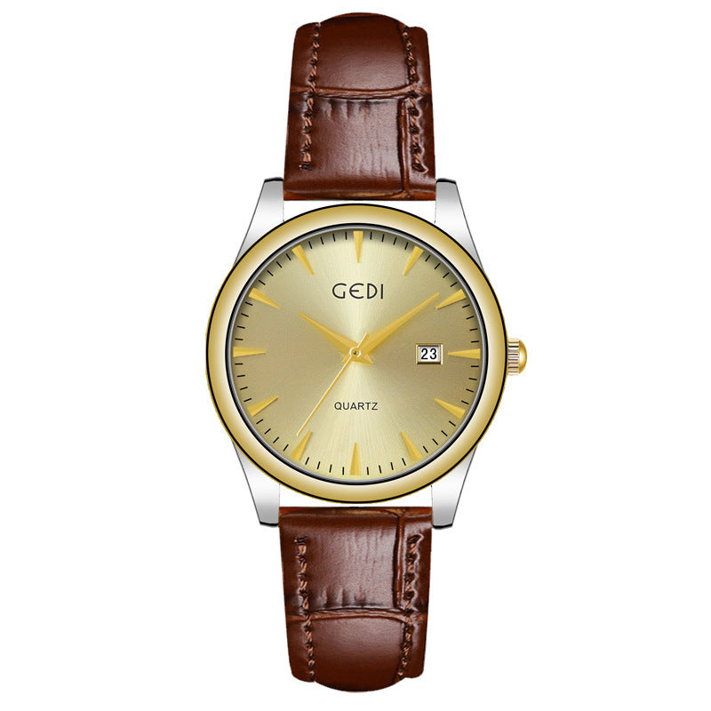 Couple's Simple Calendar Quartz Watch