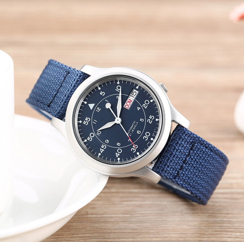 Men's Alloy Nylon Strap Three-pin Quartz Watch