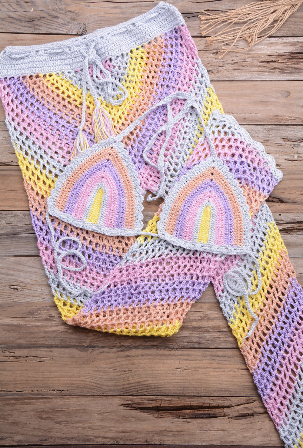 Crocheted Characteristic Handmade Color Bikini Set Handmade Woven Women's